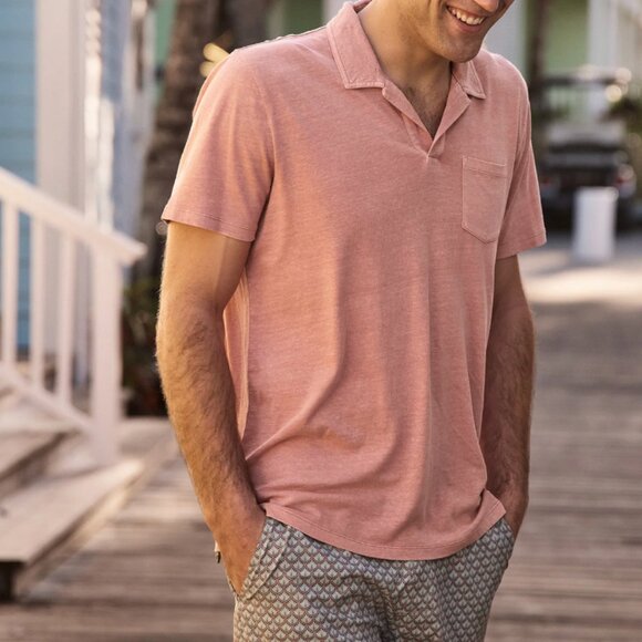 Marine Layer Hemp Resort Polo in Rosette Men's Size M - Picture 2 of 9